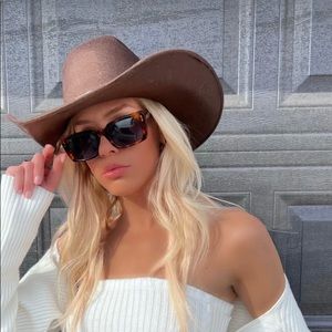 Brown faux suede Western Yeehaw rodeo cowboy hat